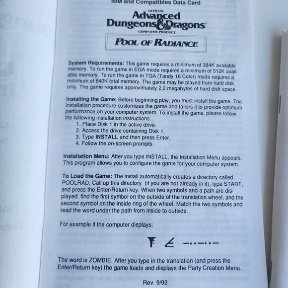 VINTAGE Advanced Dungeons & Dragons MANUALS Pool of Radiance Translation Wheel - Picture 9 of 10